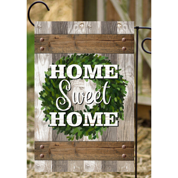 Flags Galore Decor and More Home Sweet Home Wreath on Wood 2Sided Polyester 18 x 12 in. Garden